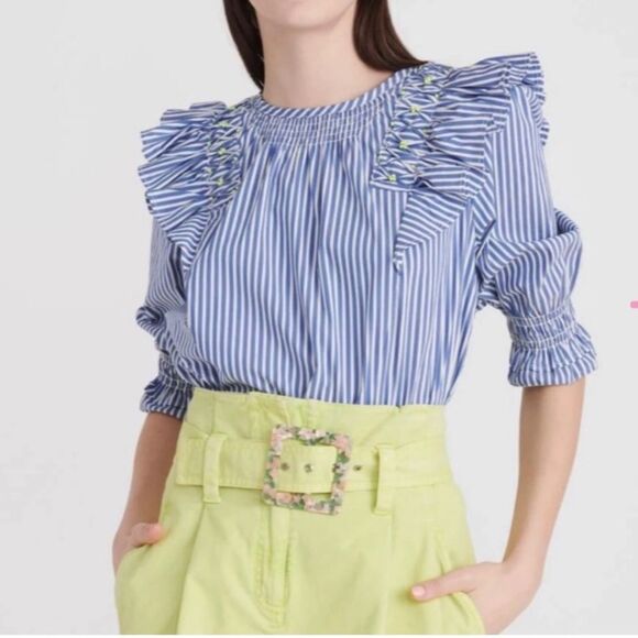 NWT Tanya Taylor Pilar Striped Beaded Top size 6 - Picture 1 of 15